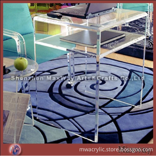 Clear elegant 2 tier lucite computer table